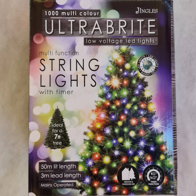 1000 Multi Coloured LED Ultrabrite Multi Function Lights with Timer